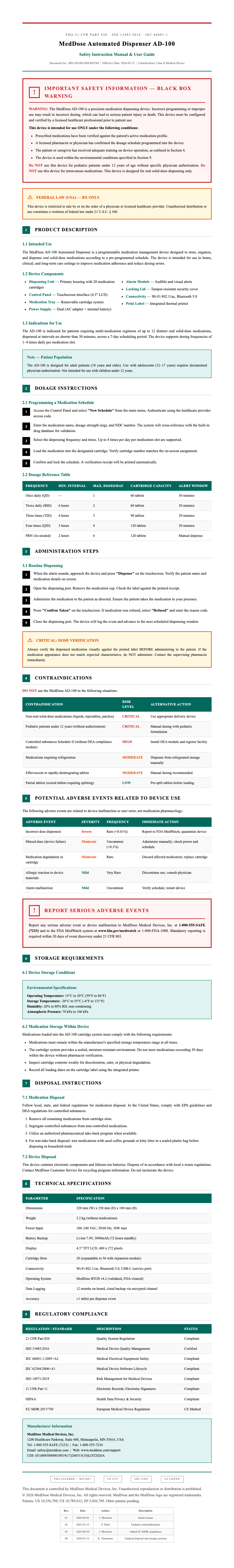 Pharmaceutical safety instruction manual